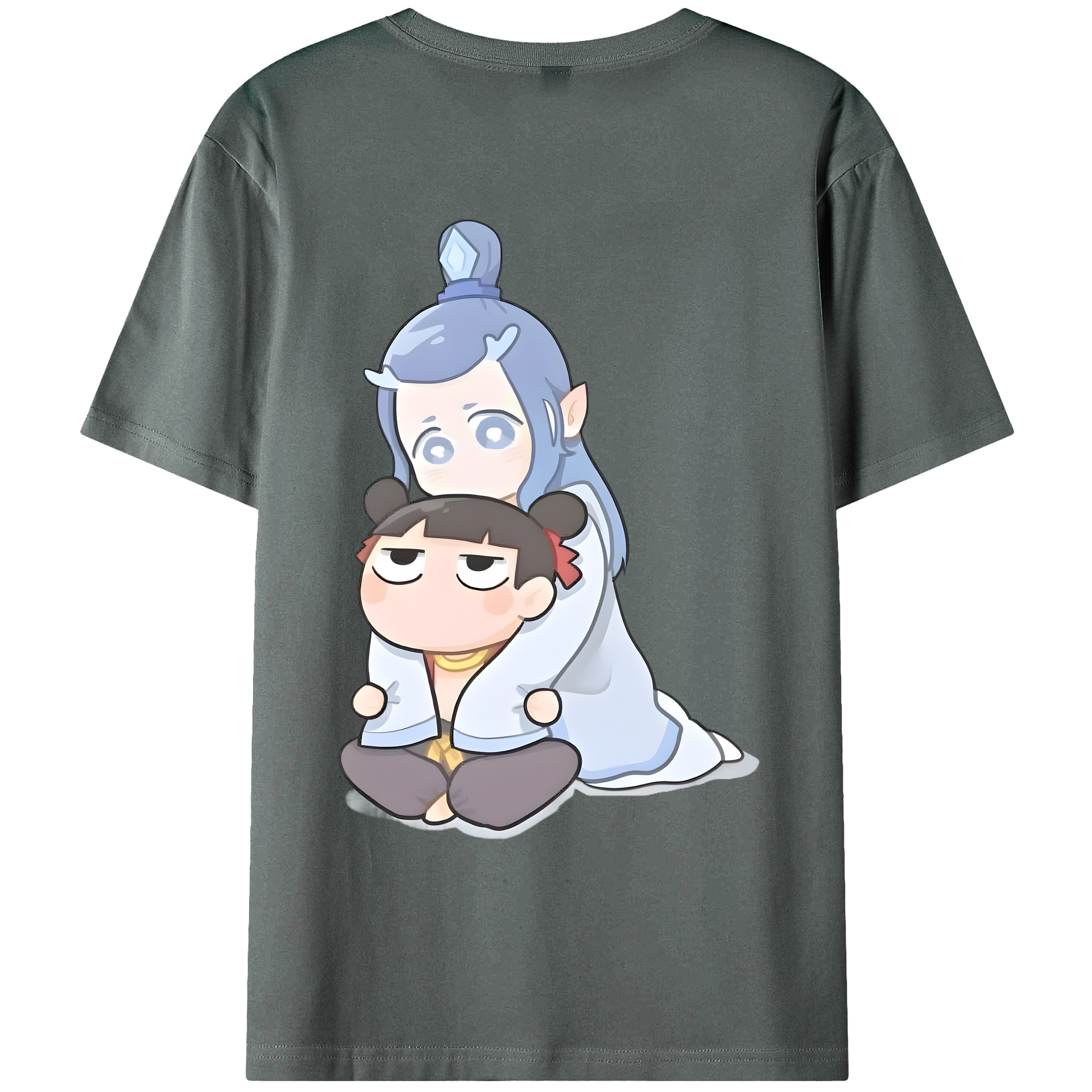 （画像用） Ne Zha 2 ナタ 魔童の大暴れ 綿100％ メンズ半袖Tシャツ（バックプリント） 通気性